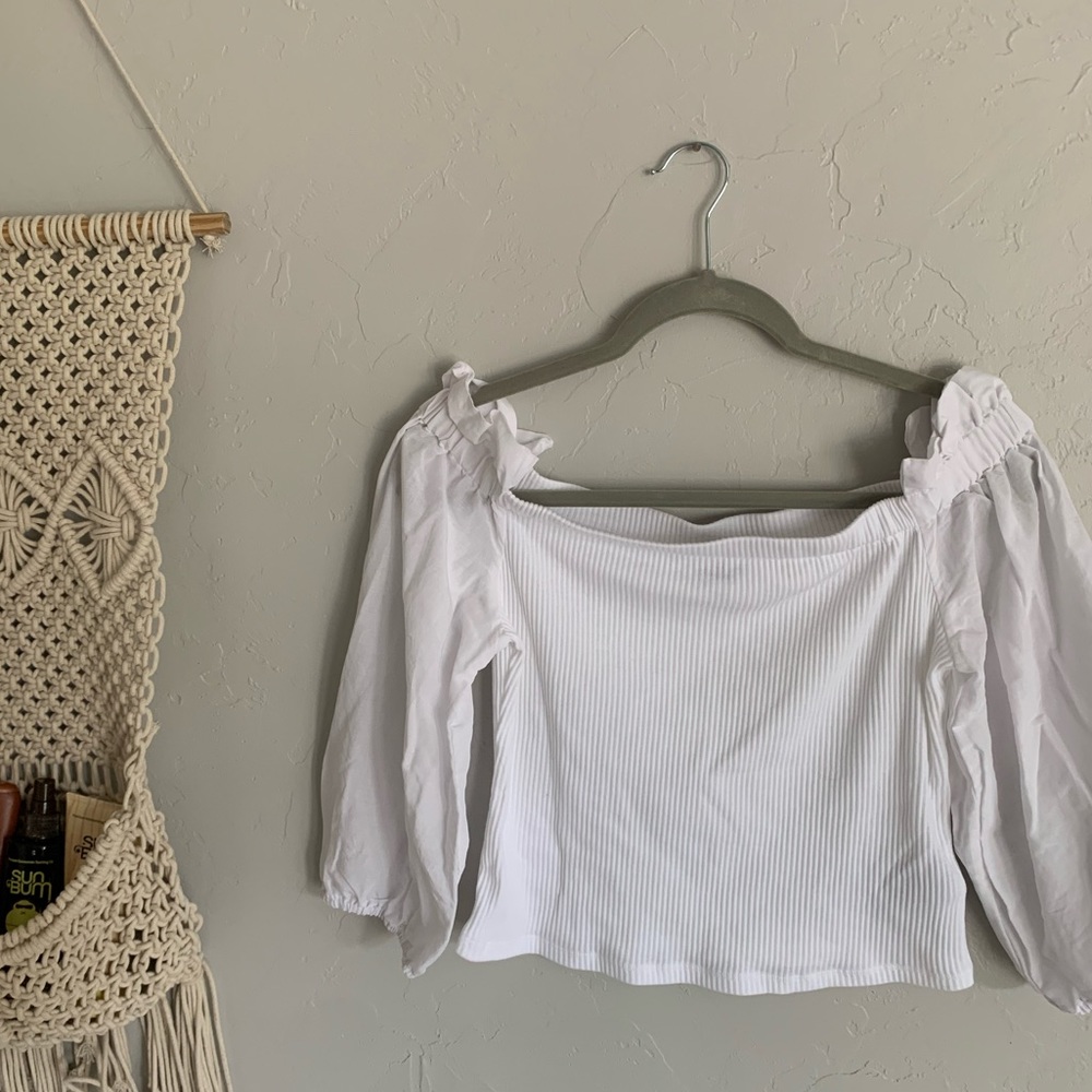 Off the shoulder white blouse